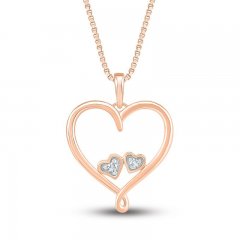 Diamond Heart Necklace 10K Rose Gold 18"