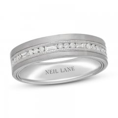 Neil Lane Men's Diamond Wedding Band 3/8 ct tw Round/Baguette 14K White Gold