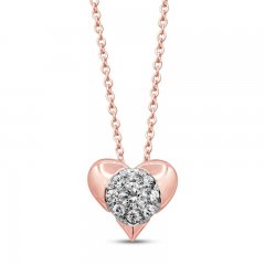 Diamond Heart Necklace 1/4 ct tw 10K Rose Gold 18"