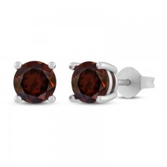 Garnet Stud Earrings Sterling Silver