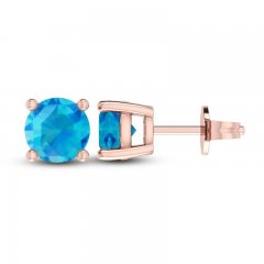 Swiss Blue Topaz Solitaire Earrings 10K Rose Gold