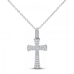 Diamond Cross Necklace 1/2 ct tw 10K White Gold 18"