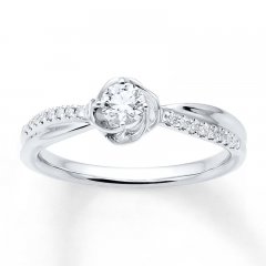 Diamond Engagement Ring 1/3 ct tw Round-cut 10K White Gold