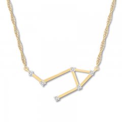 Libra Zodiac Necklace 1/10 ct tw Diamonds 10K Yellow Gold