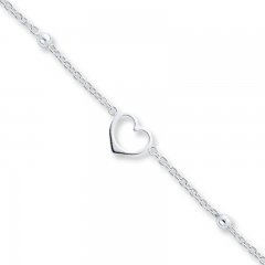 Heart Anklet Sterling Silver 10-inch Length