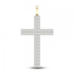 Men's Diamond Cross Pendant 1/13 ct tw Round-cut 10K Yellow Gold