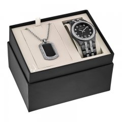 Bulova Men's Stainless Steel Watch & Dog Tag Boxed Set 98K101