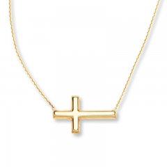 Sideways Cross Necklace 14K Yellow Gold