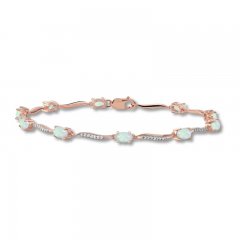 Ethiopian Opal & Diamond Bracelet 10K Rose Gold 7.25"