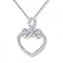 Infinity Heart Necklace 1/5 ct tw Diamonds 10K White Gold