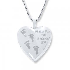 Footprints Heart Locket Sterling Silver