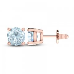 Aquamarine Solitaire Earrings 10K Rose Gold