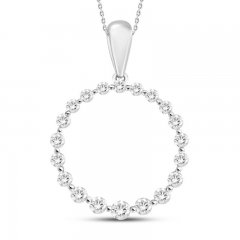 Diamond Circle Necklace 1/4 ct tw Round-cut 10K White Gold 18"