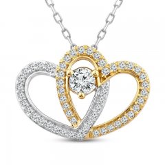 Two as One Diamond Heart Necklace 1/2 ct tw Round-Cut 10K Two-Tone Gold 18"