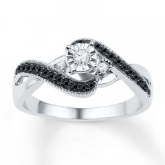 Black/White Diamond Promise Ring 1/4 ct tw Sterling Silver