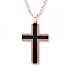 Men's Cross Necklace Two-Tone Stainless Steel