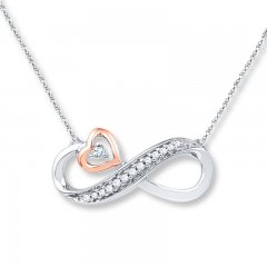 Infinity Necklace 1/20 ct tw Diamonds Sterling Silver/10K Gold