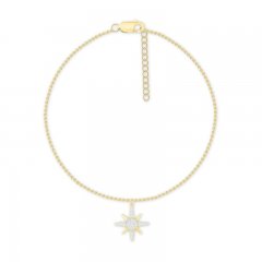 Diamond Compass Anklet 1/8 ct tw 10K Yellow Gold