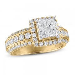 Diamond Engagement Ring 2 ct tw Princess/Round 14K Yellow Gold