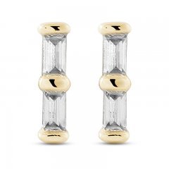 Diamond Double Baguette Earrings 10K Yellow Gold