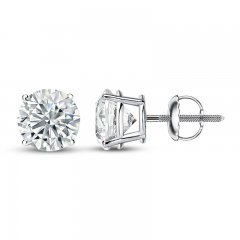 Diamond Solitaire Stud Earrings 7/8 ct tw Round-cut 14K White Gold