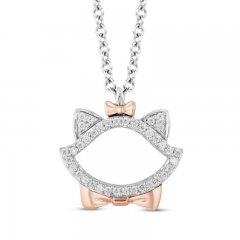 Disney Treasures Aristocats Diamond Necklace 1/10 ct tw Sterling Silver/10K Rose Gold