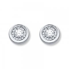 Diamond Solitaire Earrings 1/5 Carat tw 10K White Gold