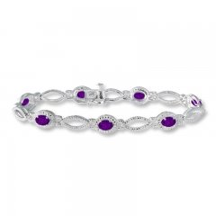 Amethyst Bracelet Diamond Accents Sterling Silver