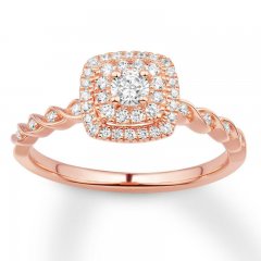 Diamond Engagement Ring 1/3 ct tw Round-cut 10K Rose Gold