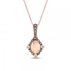 Le Vian Diamond & Opal Necklace 1/6 ct tw Diamonds 14K Strawberry Gold 18"