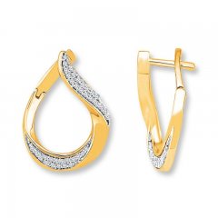 Diamond Hoop Earrings 1/3 ct tw Round-cut 10K Yellow Gold