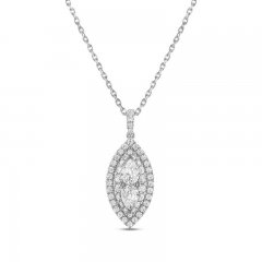 Forever Connected DIamond Necklace 1 ct tw Round/Pear 10K White Gold 18"