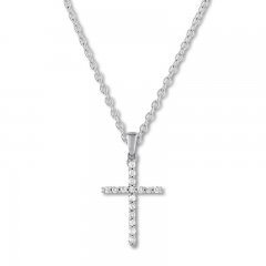 Diamond Cross Necklace 1/4 ct tw Round-cut 10K White Gold