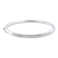 Diamond Bangle Bracelet 1/10 ct tw Round-cut Sterling Silver