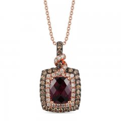 Le Vian Rhodolite Necklace 7/8 ct tw Diamonds 14K Strawberry Gold 18"