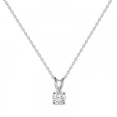 Solitaire Diamond Necklace 1/4 ct tw Round-cut 14K White Gold 18"