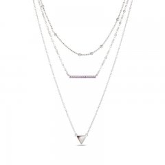 Amethyst Layered Necklace Sterling Silver 21"