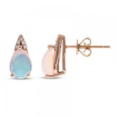 Opal Earrings 1/20 ct tw Diamonds 10K Rose Gold