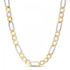 Men's Figaro Chain Necklace 10K Two-Tone Gold 22.25"