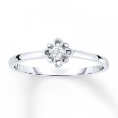 Diamond Floral Ring 1/20 Carat Round-cut 14K White Gold