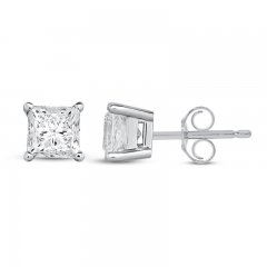 Diamond Solitaire Stud Earrings 1/5 ct tw Princess-cut 14K White Gold