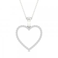 Diamond Heart Necklace 1/4 ct tw Round-Cut 10K White Gold 18"