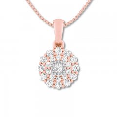 Diamond Necklace 3/8 ct tw Round-cut 10K Rose Gold