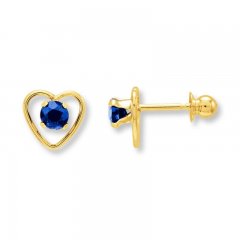 Natural Sapphire Earrings 14K Yellow Gold