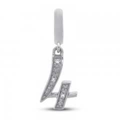 True Definition Number 4 Charm with Diamonds Sterling Silver