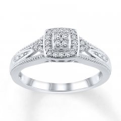 Diamond Promise Ring 1/6 ct tw Round-cut 10K White Gold