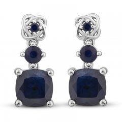 Center of Me Blue Sapphire Drop Earrings 10K White Gold