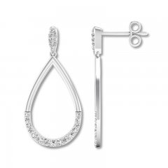 Diamond Teardrop Earrings 1/2 ct tw Round-cut 14K White Gold