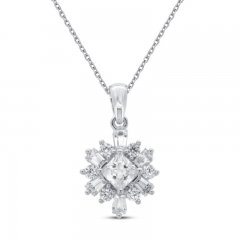 Lab-Created White Sapphire Necklace Sterling Silver 18"