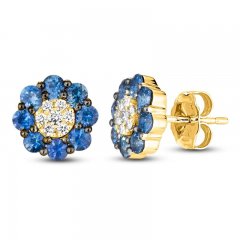 Le Vian Diamond & Sapphire Stud Earrings 1/10 ct tw Diamonds 14K Honey Gold